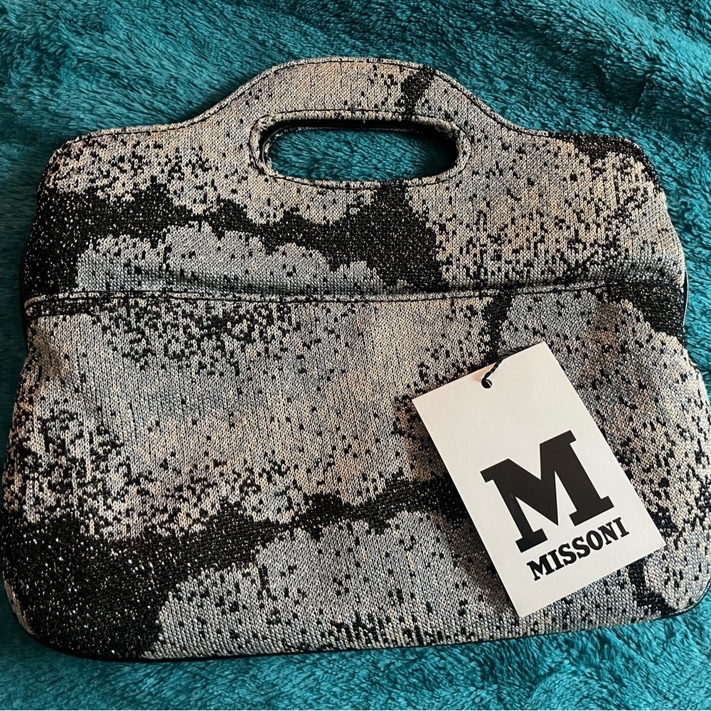 MISSONI Black & Silver Sparkle Women’s Top-Handle Clutch